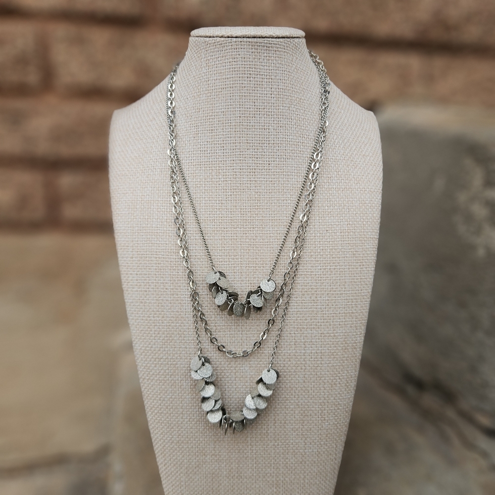 Express Silver Layered Three Strand Necklace Women's Jewelry Y2K Business Dressy